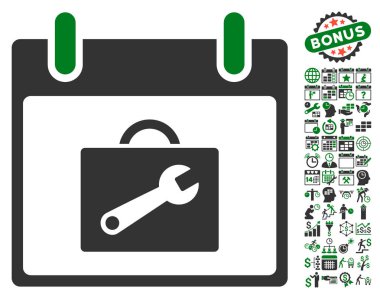 Araç kutusu takvim gün düz vektör simgesi Bonus ile