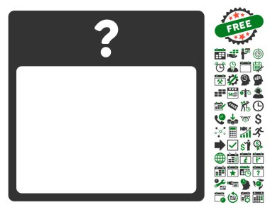 Bonus ile bilinmeyen gün takvim sayfa düz vektör simgesi