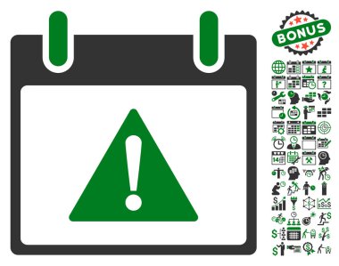 Uyarı takvim gün düz vektör simgesi Bonus ile