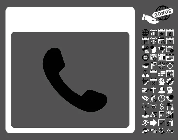 Telefoon pagina platte Vector kalenderpictogram met Bonus — Stockvector