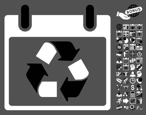 Recycle Calendar Day Flat Vector Icon With Bonus — Stock Vector