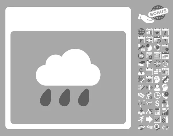 Regn moln kalenderikonen sida platt vektor med Bonus — Stock vektor
