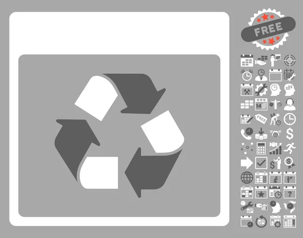 Recycle Calendar Página plana Vector icono con bonificación — Vector de stock