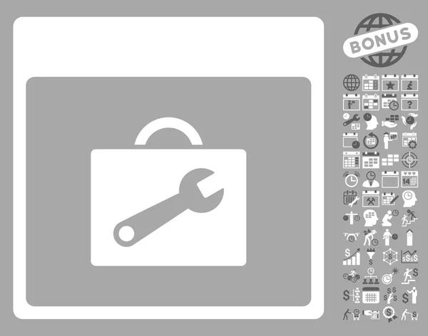 Toolbox Calendar Page Flat Vector Icon With Bonus — Stock Vector