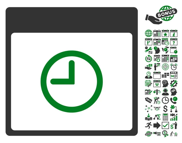 Time Calendar Page Flat Vector Icon With Bonus — Stock Vector