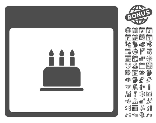 Verjaardag Cake pagina platte Vector kalenderpictogram met Bonus — Stockvector