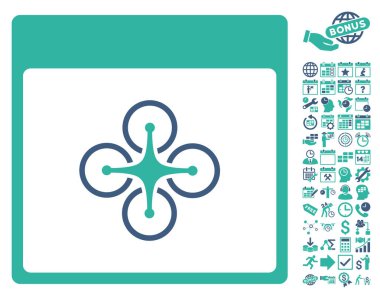 Bonus ile hava helikopter takvim sayfa düz vektör simgesi