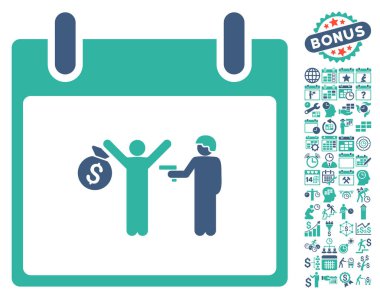 Bonus ile tutuklama takvim gün düz vektör simgesi