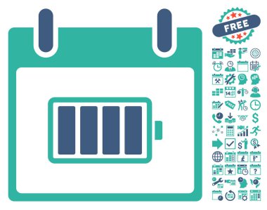 Pil takvim gün düz vektör simgesi Bonus ile