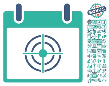 Bullseye takvim gün düz vektör simge Bonus ile