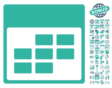 Bonus ile takvim ayı kılavuz düz vektör simgesi