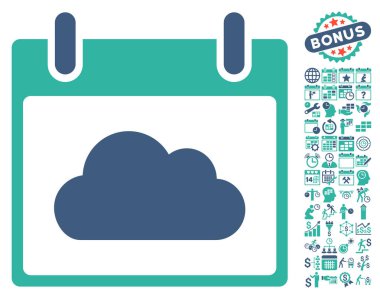 Bonus ile bulut takvim gün düz vektör simgesi