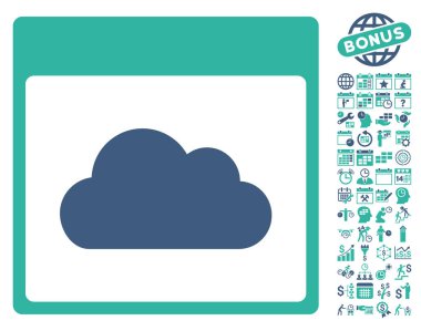 Bonus ile bulut takvim sayfa düz vektör simgesi