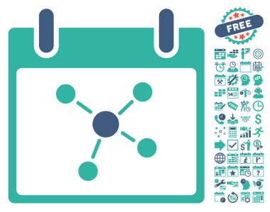 Bonus ile bağlantıları takvim gün düz vektör simgesi