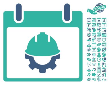 Bonus ile Geliştirme takvim gün düz vektör simgesi