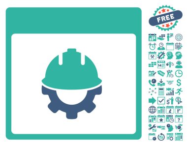 Bonus ile Geliştirme takvim sayfa düz vektör simgesi