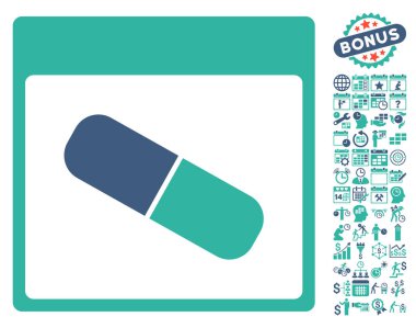 Takvim sayfası düz vektör simge Bonus ile ilaç kapsül