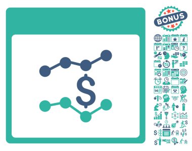 Mali çizelgeleri ile Bonus sayfa düz vektör simge takvim