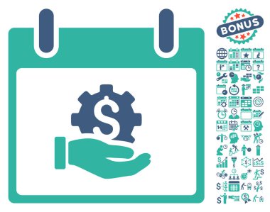 Finansal kalkınma el takvim gün düz vektör simgesi Bonus ile