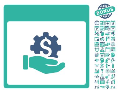 Finansal kalkınma el takvim sayfa düz vektör simgesi Bonus ile