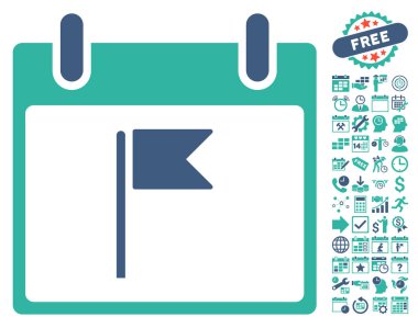 Bayrak takvim gün düz vektör simgesi Bonus ile