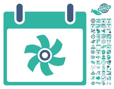 Bonus ile fan takvim gün düz vektör simgesi