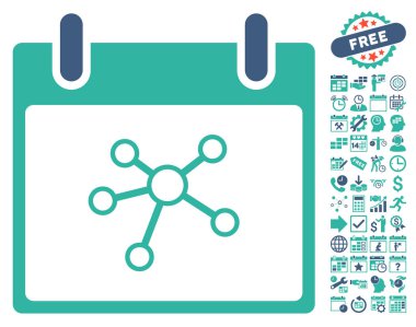 Bonus ile bağlantıları takvim gün düz vektör simgesi