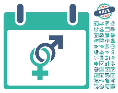 Bonus ile evlilik takvim gün düz vektör simgesi