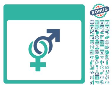 Bonus ile evlilik takvim sayfa düz vektör simgesi