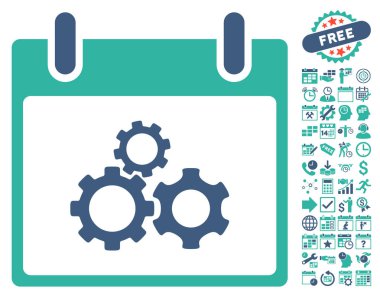 Mekanik vites takvim gün düz vektör simge Bonus ile