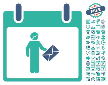 Postacı takvim gün düz vektör simge Bonus ile