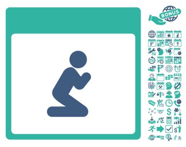 Kişi takvim sayfa düz vektör simge Bonus ile dua