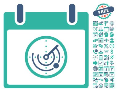 Bonus ile radar takvim gün düz vektör simgesi