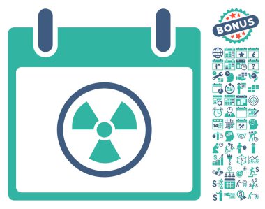 Bonus ile radyoaktif takvim gün düz vektör simgesi