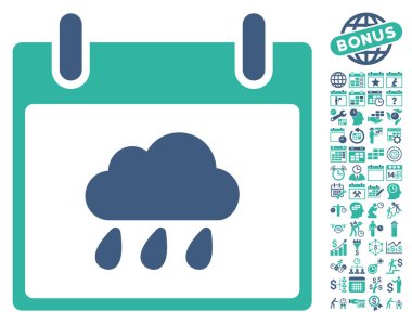 Yağmur bulutu takvim gün düz vektör simge Bonus ile