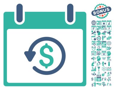 Takvim gün düz vektör simge Bonus ile iade