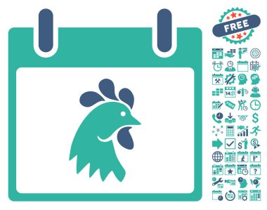 Gün düz vektör simge Bonus ile horoz kafası takvimi