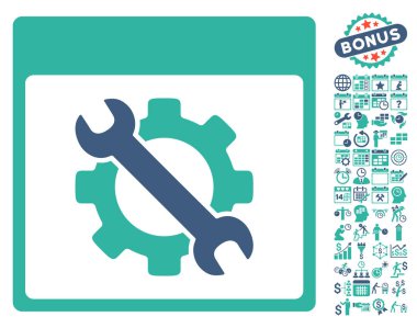 Ayarları araçları ile Bonus sayfa düz vektör simge takvim