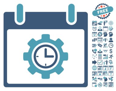 Bonus ile zaman dişli takvim gün düz vektör simgesi