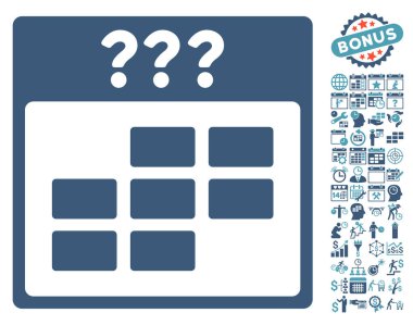 Bonus ile bilinmeyen ay takvimi kılavuz düz vektör simgesi
