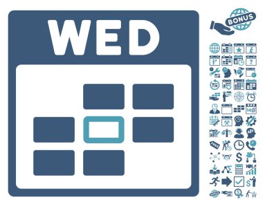 Bonus ile Çarşamba takvim kılavuz düz vektör simgesi