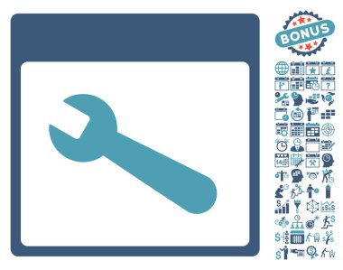 İngiliz anahtarı aracı takvim sayfa düz vektör simgesi Bonus ile