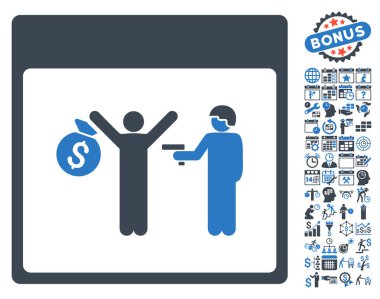 Bonus ile tutuklama takvim sayfa düz vektör simgesi