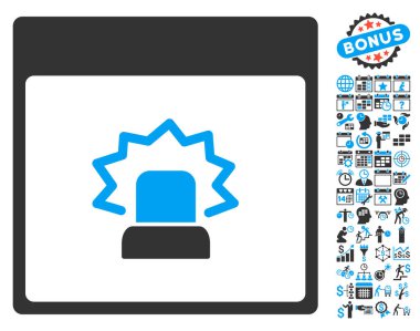 Bonus ile uyarı takvim sayfa düz vektör simgesi