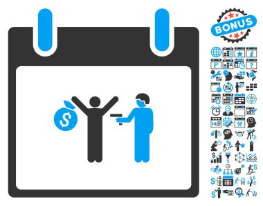 Bonus ile tutuklama takvim gün düz vektör simgesi