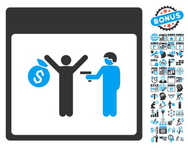 Bonus ile tutuklama takvim sayfa düz vektör simgesi