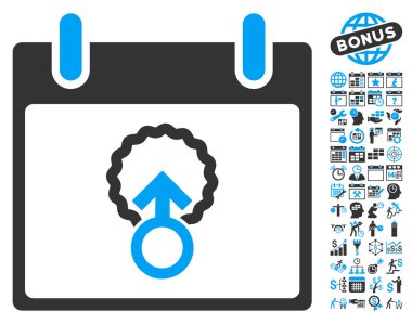 Hücre penetrasyon takvim gün düz vektör simgesi Bonus ile