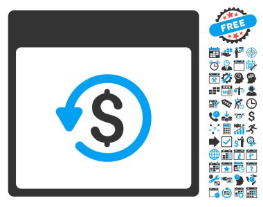 Bonus ile ters ibraz takvim sayfa düz vektör simgesi