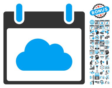 Bonus ile bulut takvim gün düz vektör simgesi