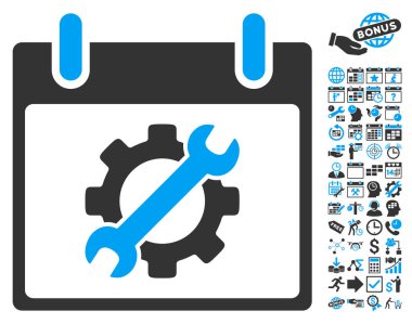 Yapılandırma araçları takvim gün düz vektör simge Bonus ile